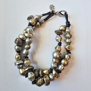 Lucky Brand Two-Strand Silver-Tone Beaded Bracelet